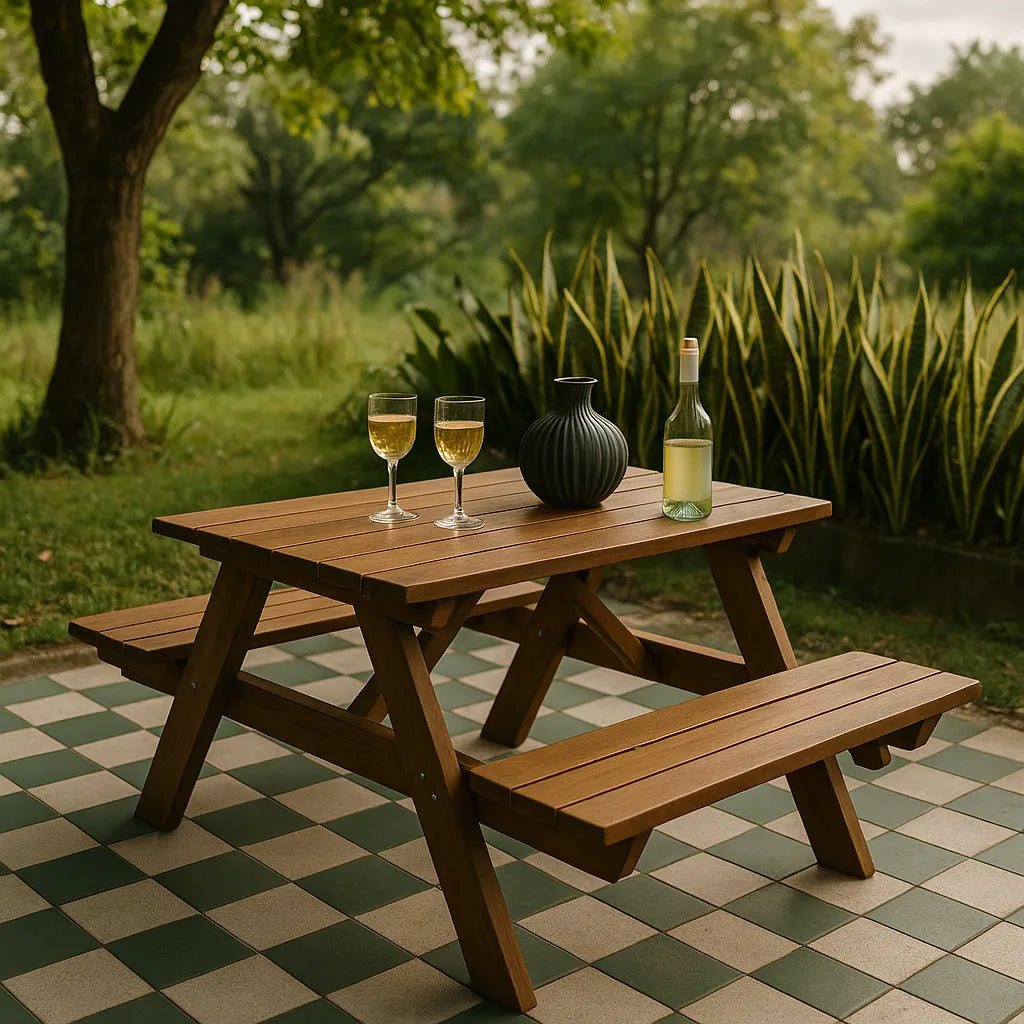 Compact Outdoor Picnic Table Space-Saving Essential Enriching Small Outdoor Meals