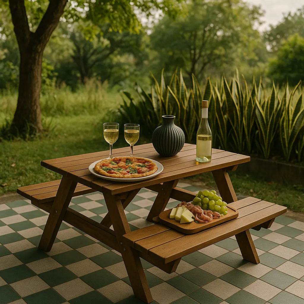 Compact Outdoor Picnic Table Space-Saving Essential Enriching Small Outdoor Meals