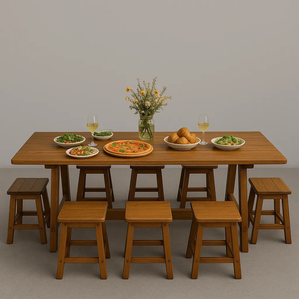 Large Outdoor Dining Table Set Impressive Centerpiece Elevating Group Feasts