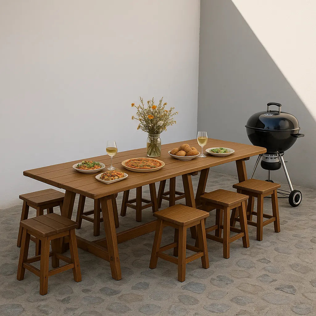 Large Outdoor Dining Table Set Impressive Centerpiece Elevating Group Feasts