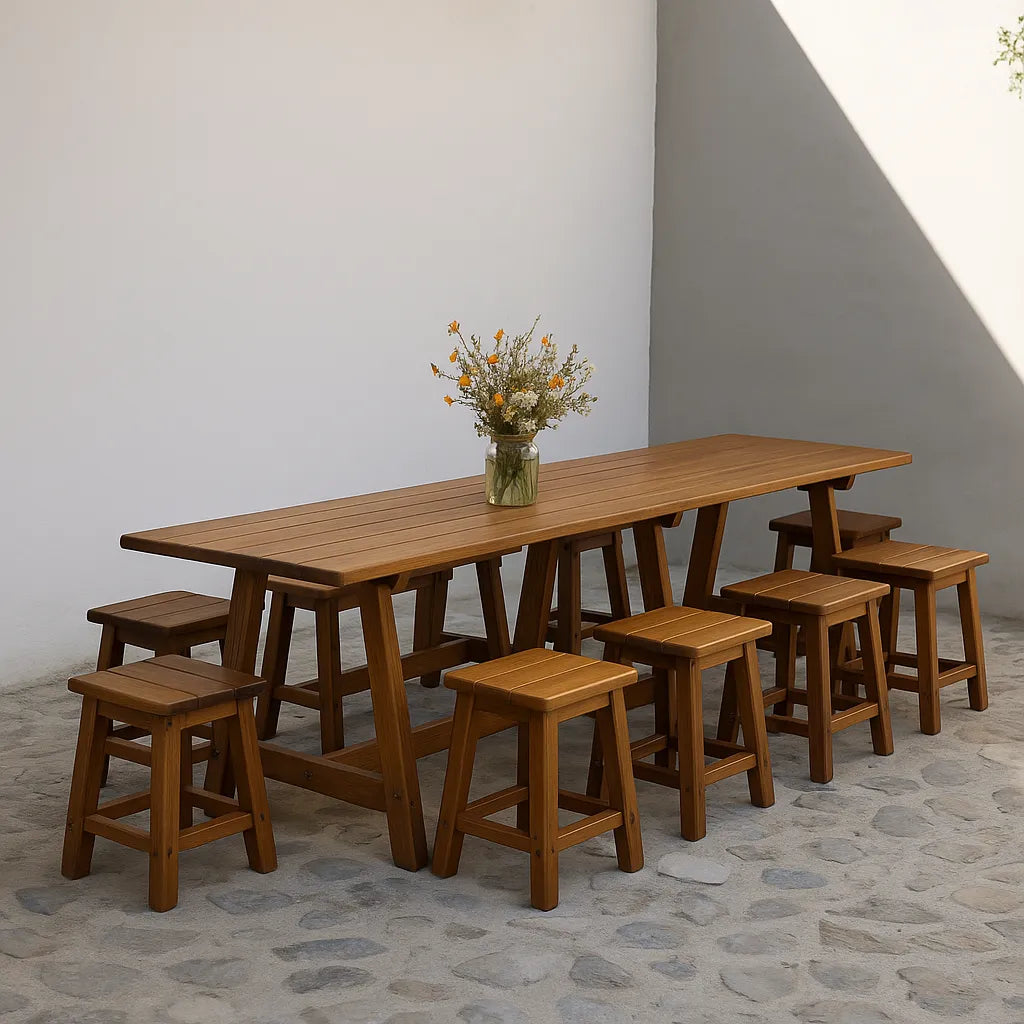 Large Outdoor Dining Table Set Impressive Centerpiece Elevating Group Feasts