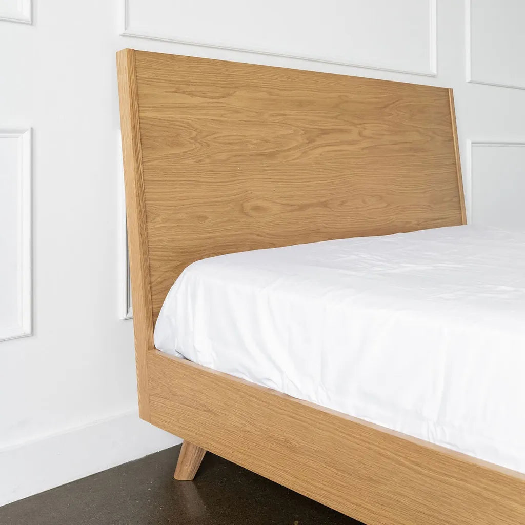 Modern Oak Wood Bed Frame With Storage Drawers