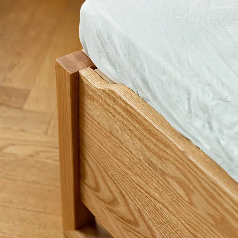 Oak Wood Storage Bed Frame Modern Design With Pull Out Drawers