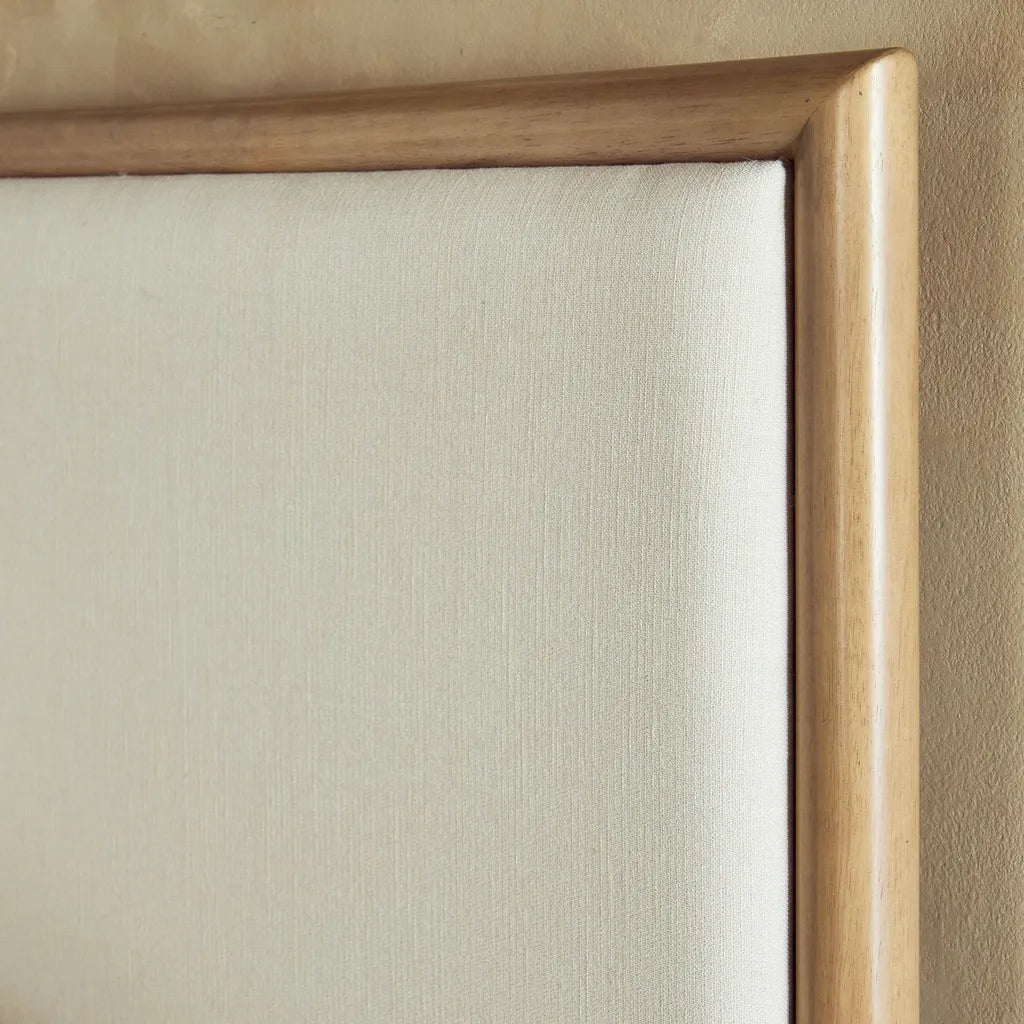 Solid Oak Bed Frame With Upholstered Headboard