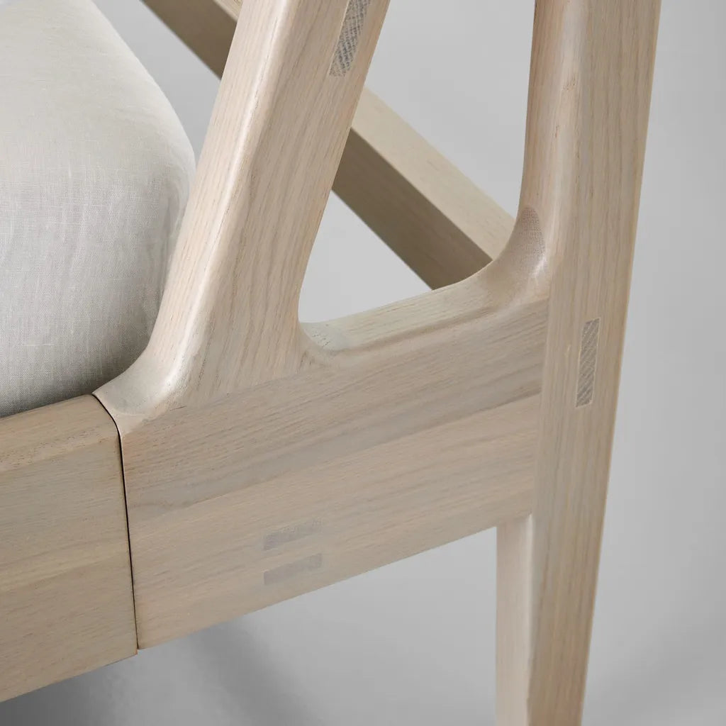 Solid Oak Wood Bed Frame With Angled Headboard