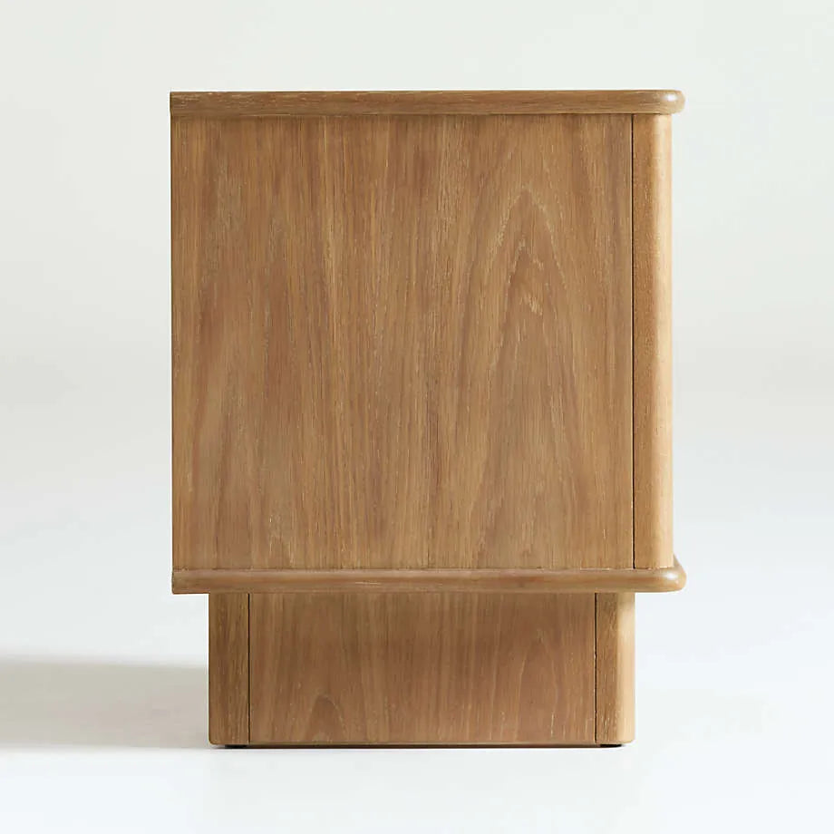 Solid Oak Wood Nightstand With Drawer And Open Shelf