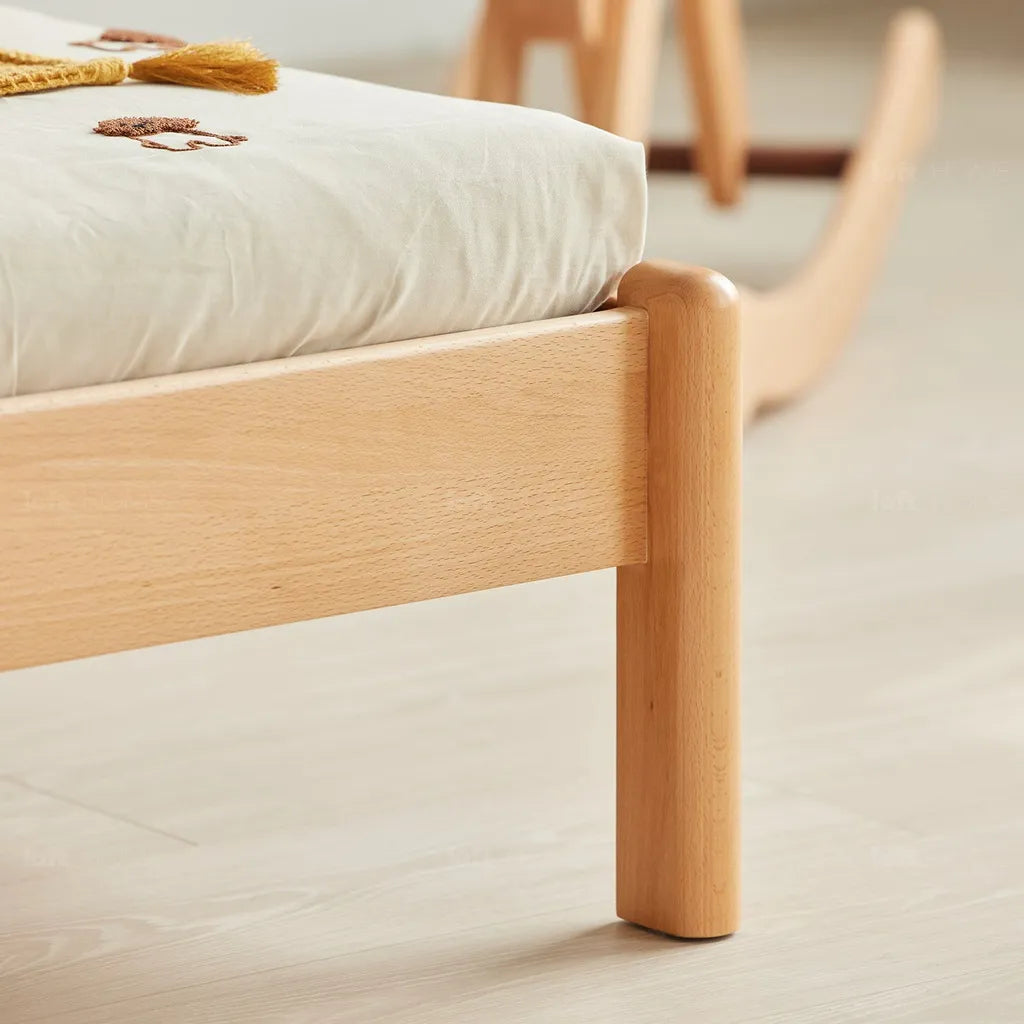 Solid Oak Wooden Bed Frame With Rounded Headboard