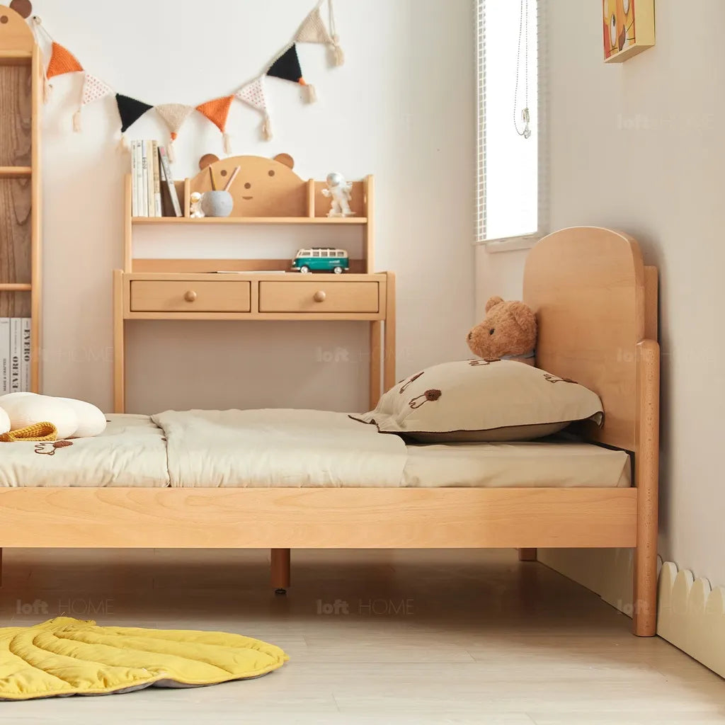 Solid Oak Wooden Bed Frame With Rounded Headboard