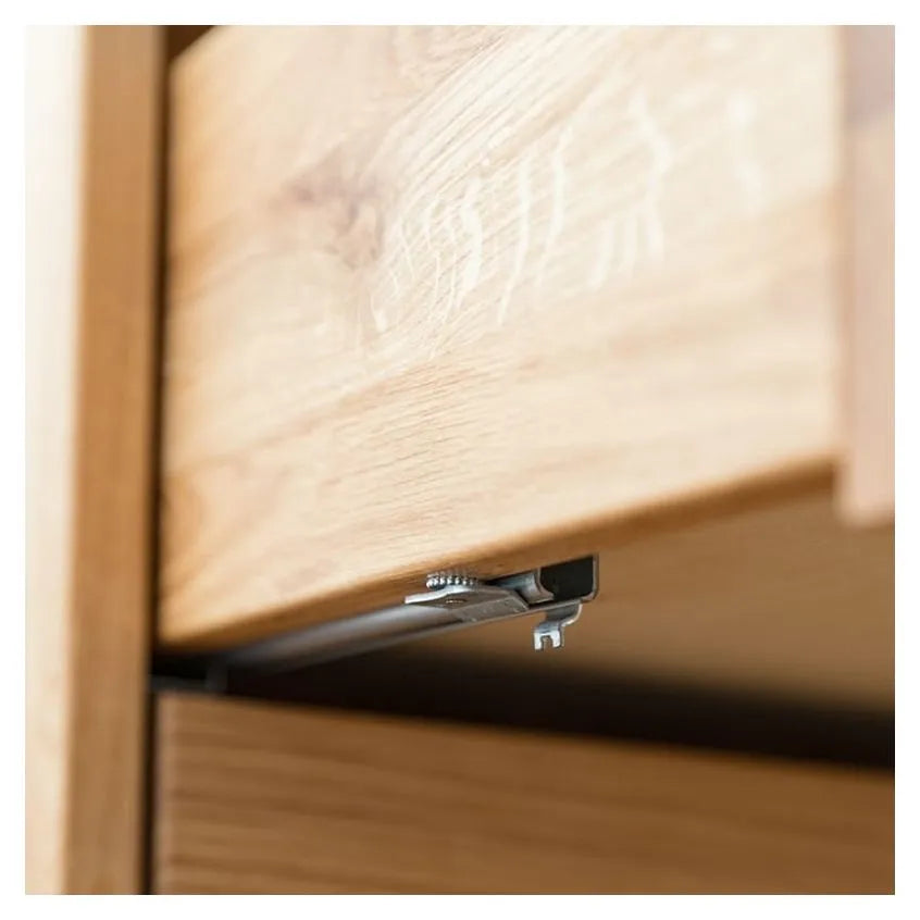 Oak Wood Nightstand With Drawer And Tapered Legs