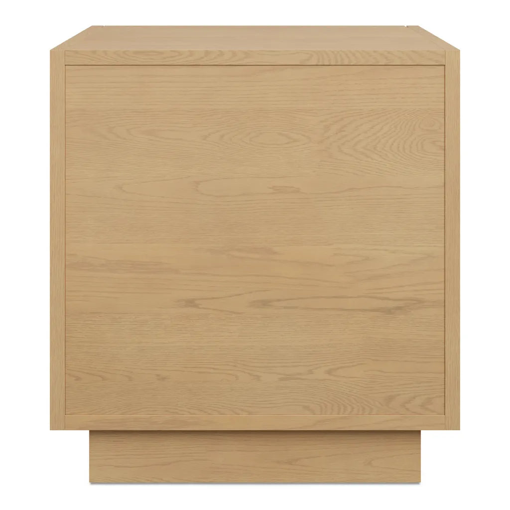 Oak Wood Nightstand With Vertical Panel Drawers