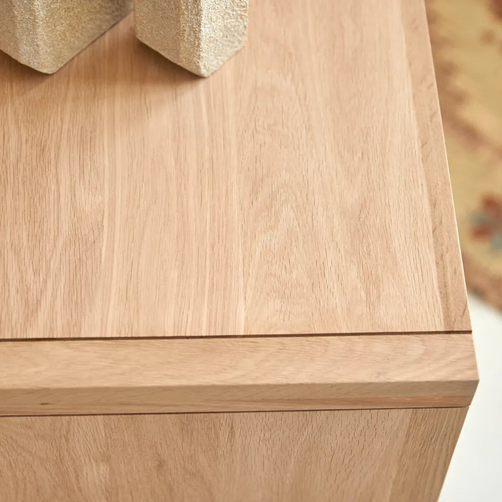 Oak Wood Sideboard With Cabinets And Three Drawers