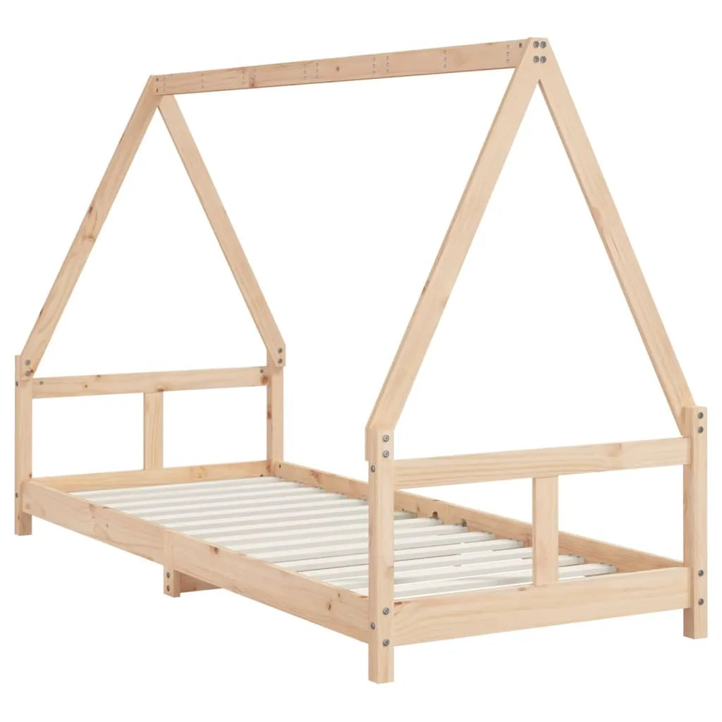 Wooden Kids Bed Frame With House Roof Design In Natural Pine