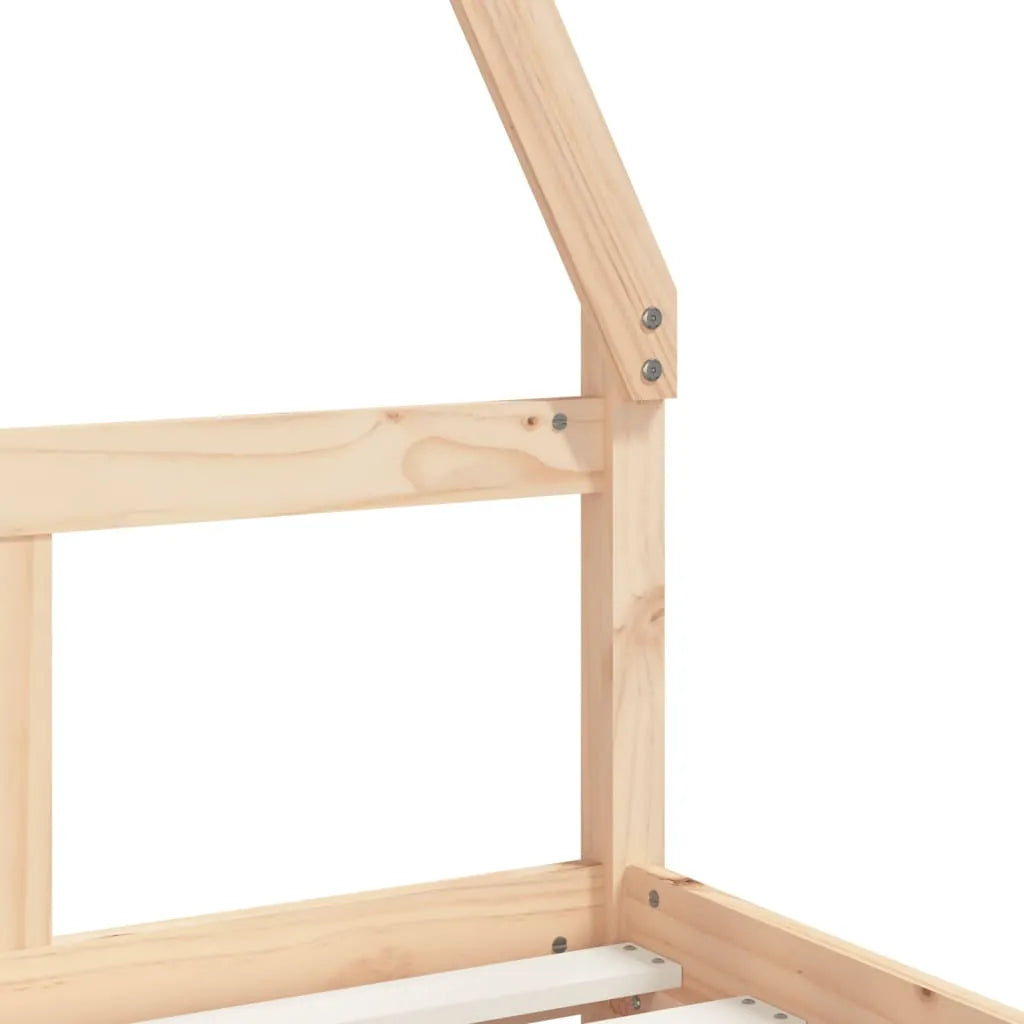 Wooden Kids Bed Frame With House Roof Design In Natural Pine