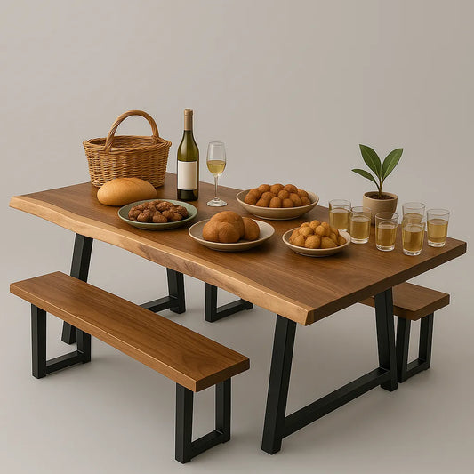 Live Edge Picnic Table Set Stylish Upgrade Transforming Outdoor Meals