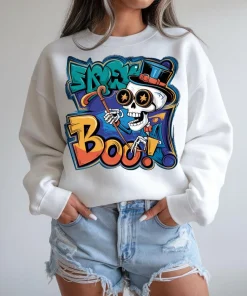 Boo in Style Sweatshirt, Elegant Phantom Pullover