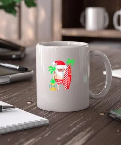 Christmas In July Party Costume Clothing Santa Surfing Mug