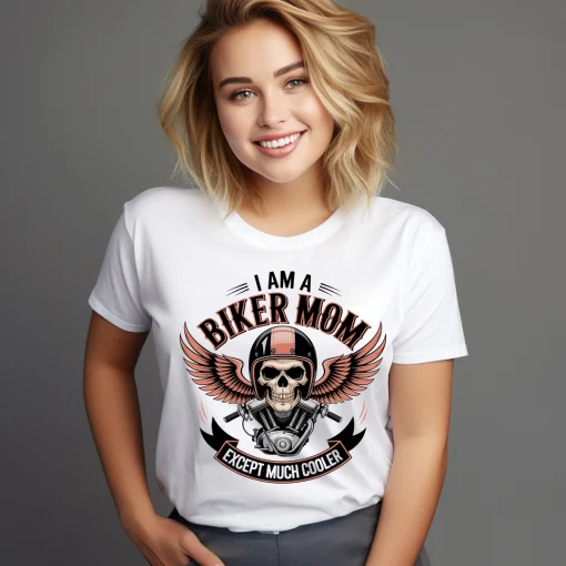 I Am A Biker Mom T-Shirt, Skull Mom Tee, Gift for Mom