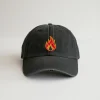 Lit Flame Embroidered Cap, Fire Emoji Hat