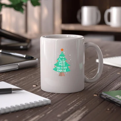 Merry Christmas You Filthy Animal Funny Xmas Mug