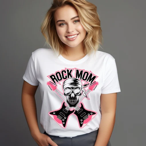 Rock Mom T-Shirt, Mom Skull Tee, Gift For Mom