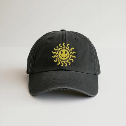 Smiley Sun Emboidered Cap, Smiley Hat